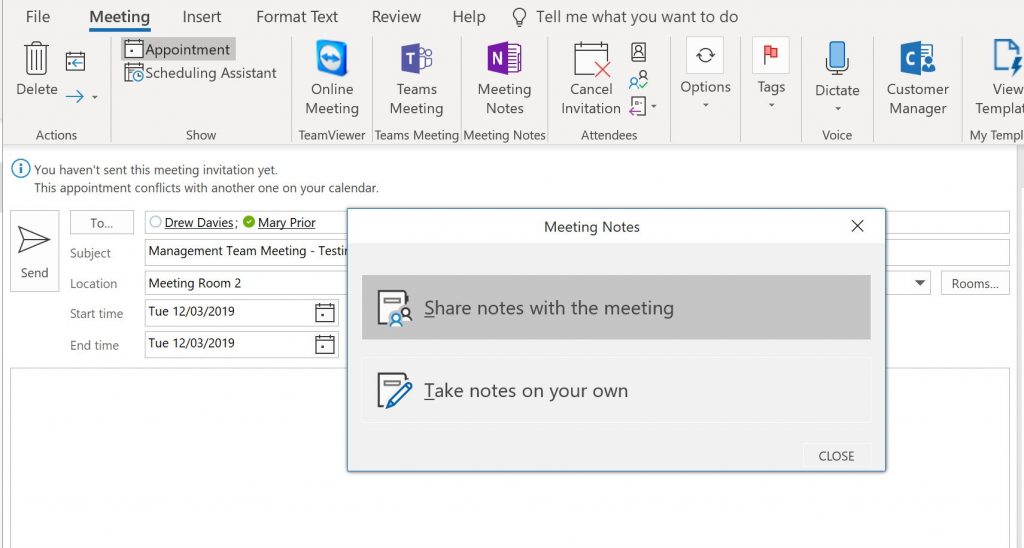 ms outlook and ms onenote