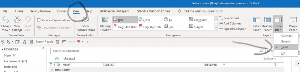 Customise Outlook To Do Bar