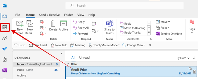 Create a Calendar Appointment from an email in your email inbox