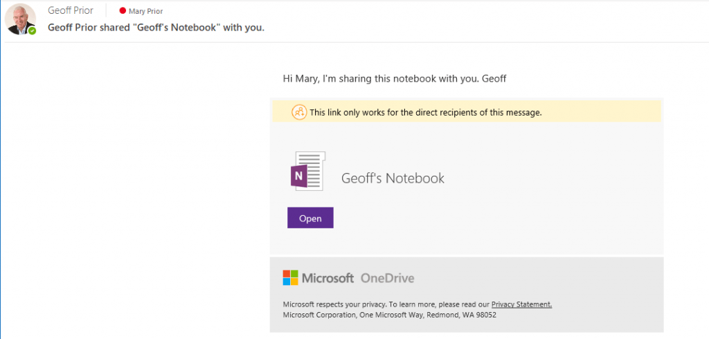 share onenote page share onenote page