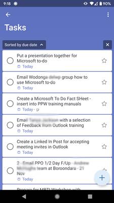 Screenshot of Microsoft To Do App