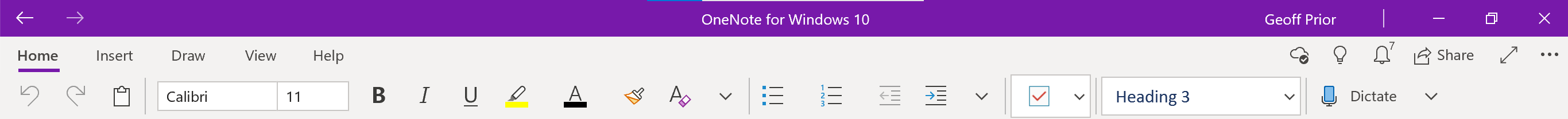 Microsoft OneNote Windows 10 - Simplified Ribbon