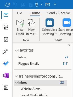 Screenshot of outlook navigation bar icons