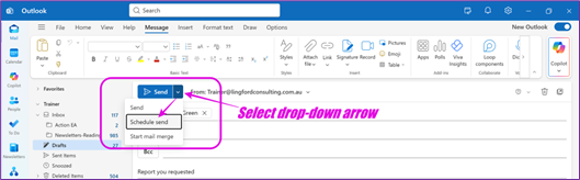 Another way to access Schedule Send in New Outlook