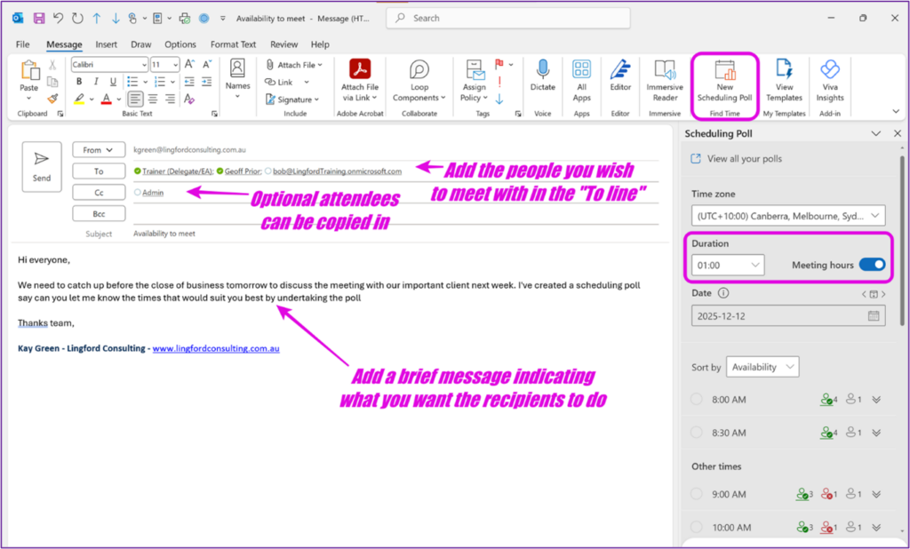 Add people to your Scheduling Poll (FInd Time) email