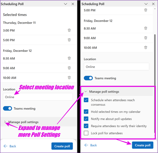 Adjust your Scheduling Poll (FInd Time) poll settings