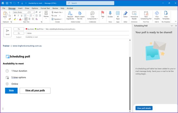 Send the Scheduling Poll (FInd Time) email