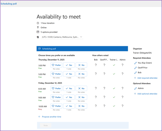 Email that the recipients receive in Scheduling Poll (FInd Time)
